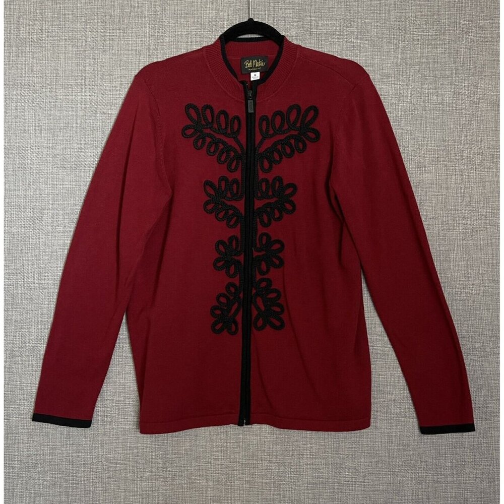 Bob Mackie Wearable Art Sweater Womens Medium Red Black - Picture 5 of 12